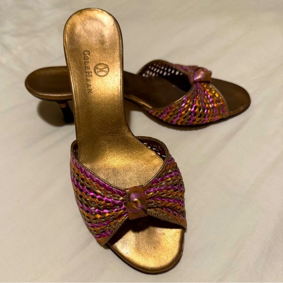 Cole Haan Shoes - Cole Haan Metallic Gold and Purple Woven Sandals